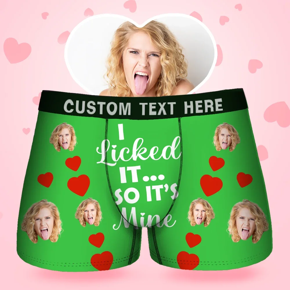 Custom Face Men's Boxer I Licked It Style Underwear, Birthday Gifts fo