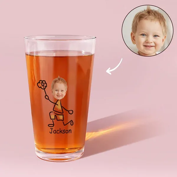 Personalized To Dad From The Reasons You Drink Photo Portrait Beer Glass with 1-4 Kid Names and Text Father’s Day Birthday for Dad Grandpa Husband