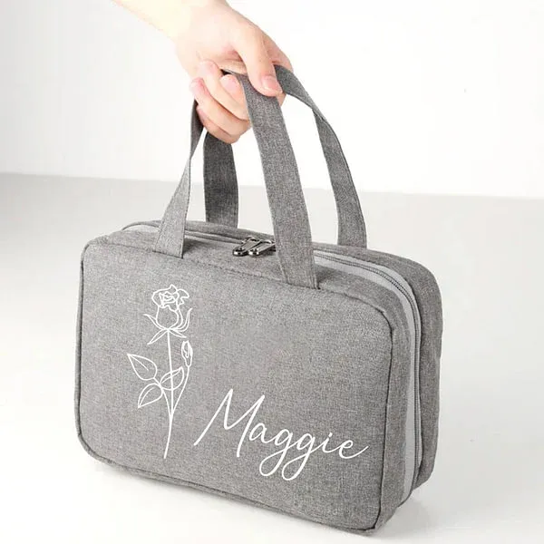 Personalized birth flower foldable hanging cosmetics storage