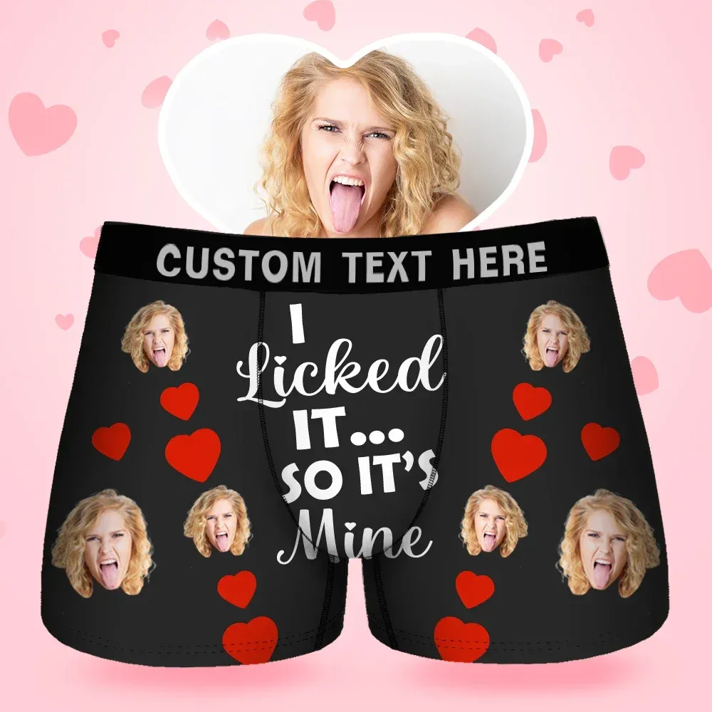 Custom Face Men's Boxer I Licked It Style Underwear, Birthday Gifts fo
