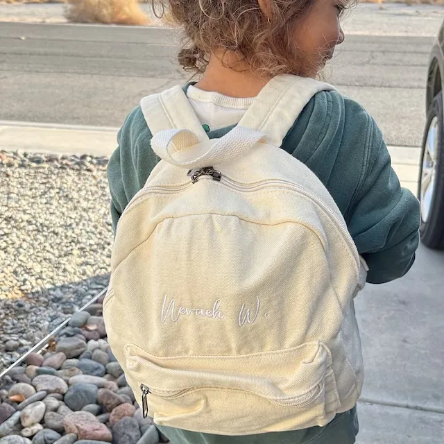 Personalized Embroidery Kid Canvas Backpack