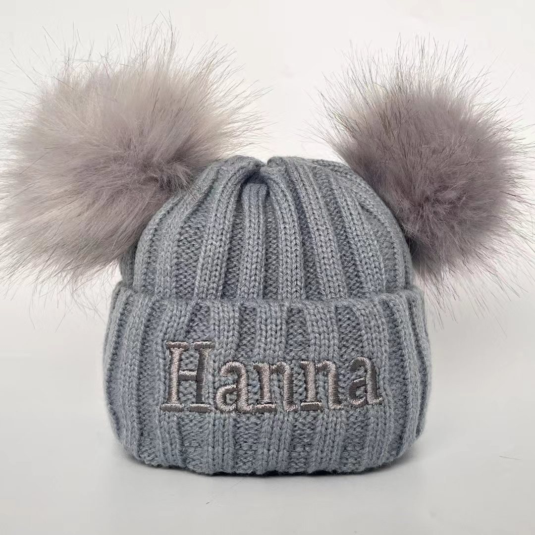 Personalized Embroidery Kid Pom Pom Hat and Scarf for Comfort & Unique 