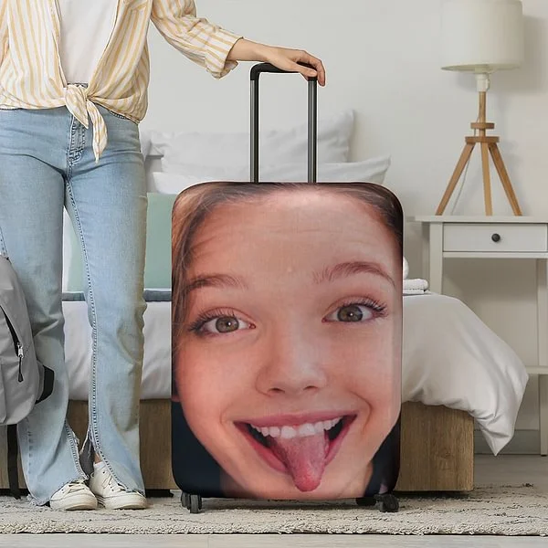 Personalized funny face photo custom luggage case