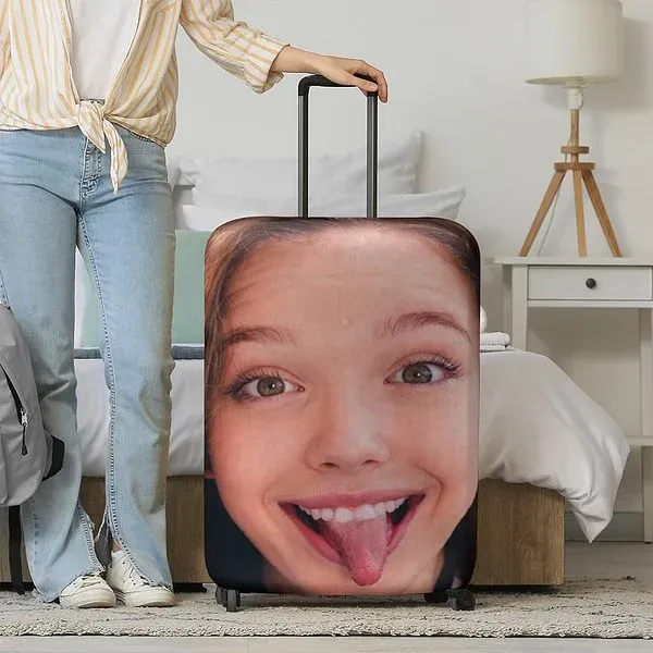 Personalized funny face photo custom luggage case