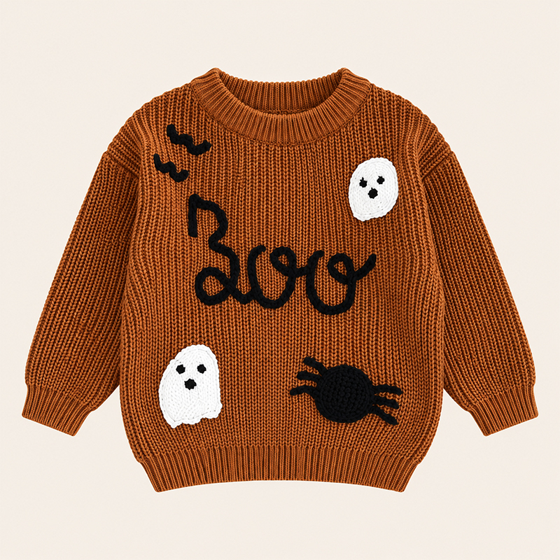 Ghost round neck knitted children's sweater