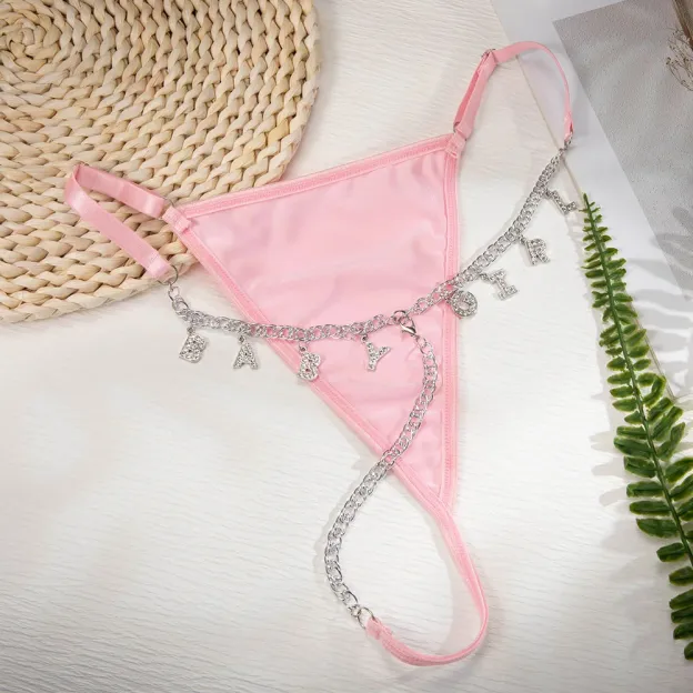 Personalized Zirconia Letter Charm T-Back Chain Sexy Body Jewelry Valentine's Day Anniversary Birthday Gift