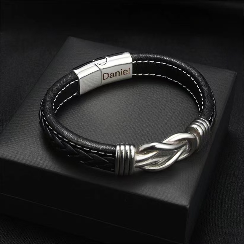 Son's Infinity Knot Bracelet Gift Set & Engraved Name