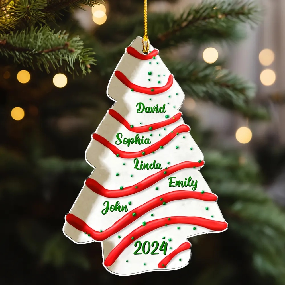 Christmas Tree Cake Custom Name - Personalized Custom Acrylic Ornament - Gifts For Family, Friends, Coworkers