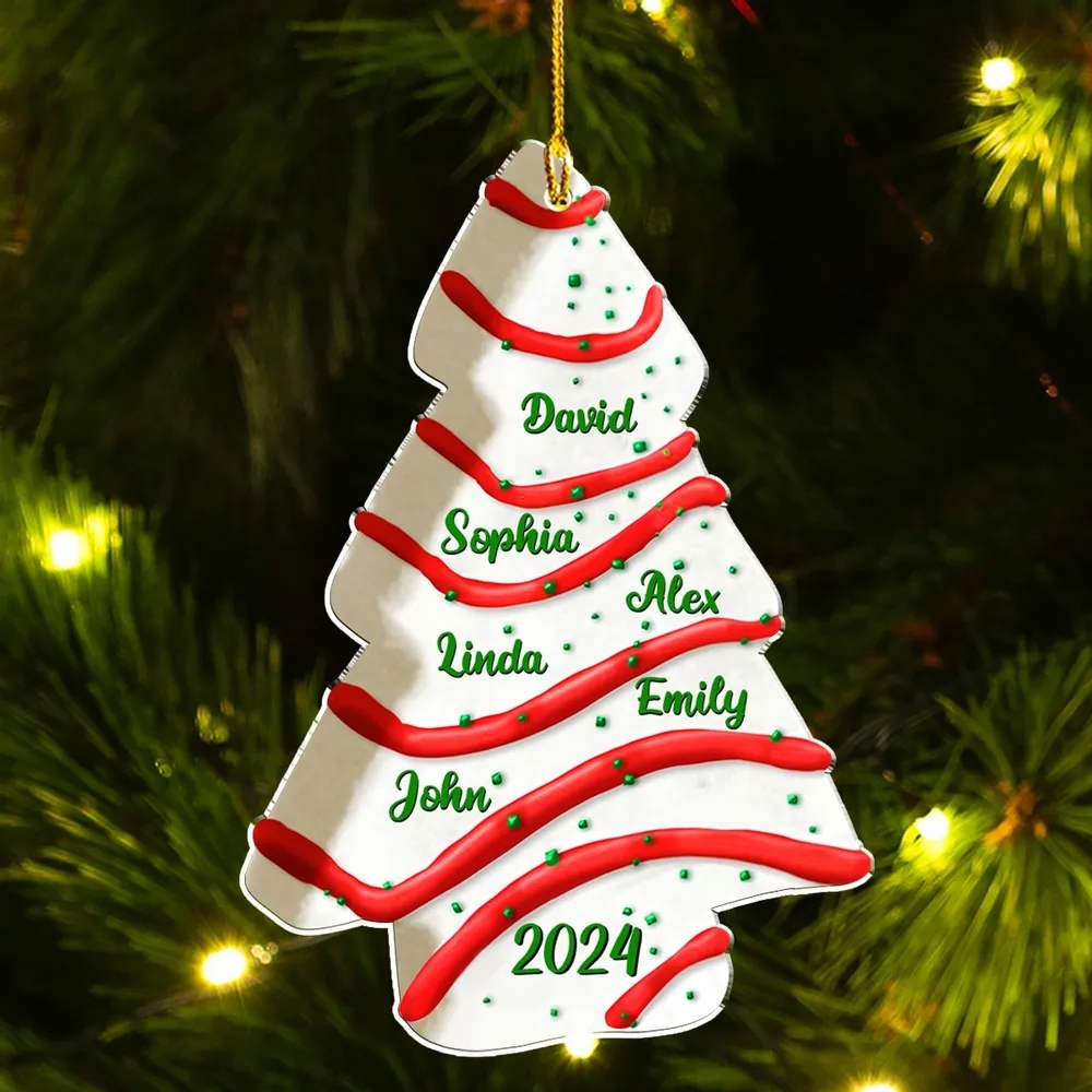 Christmas Tree Cake Custom Name - Personalized Custom Acrylic Ornament - Gifts For Family, Friends, Coworkers