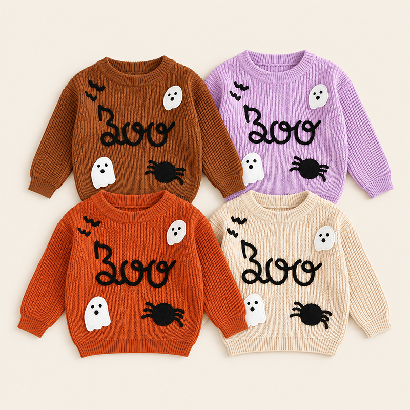 Ghost round neck knitted children's sweater