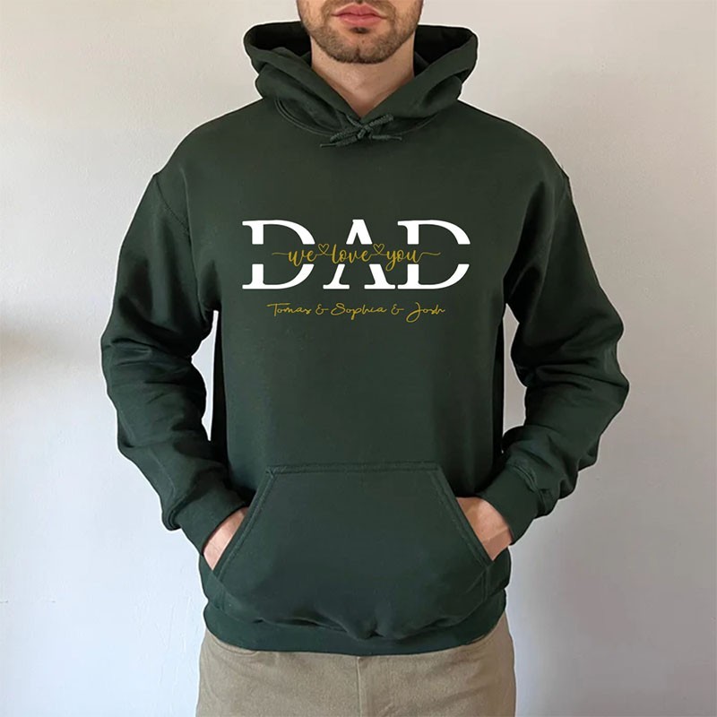 Personalised DAD We Love You Sweatshirt Hoodie with Kid's Names Christmas Gift