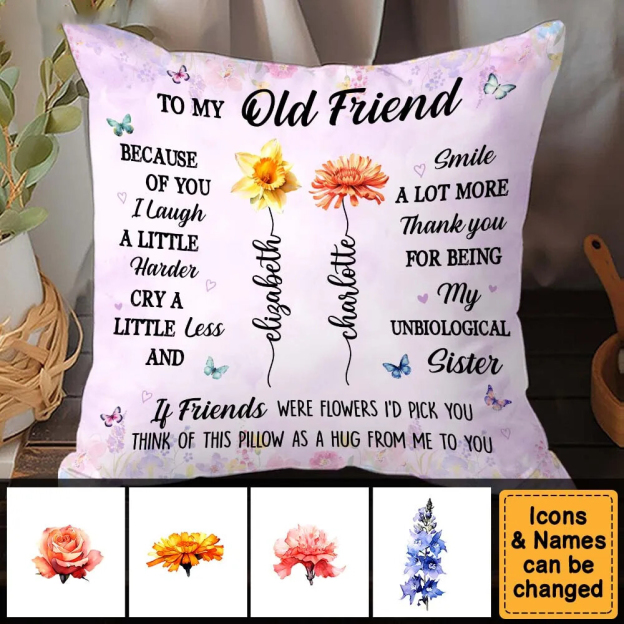 Personalized Friends Birth Flowers Pillow 