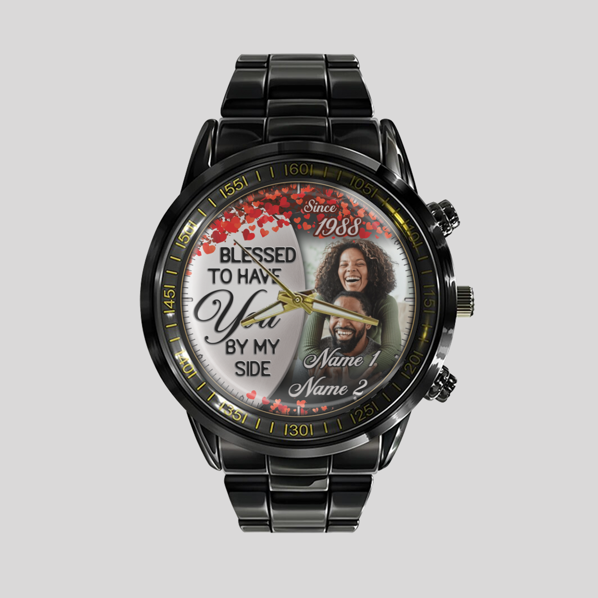 Photo Upload - Custom Anniversary Printed Metal Watch - Anniversary gift for him