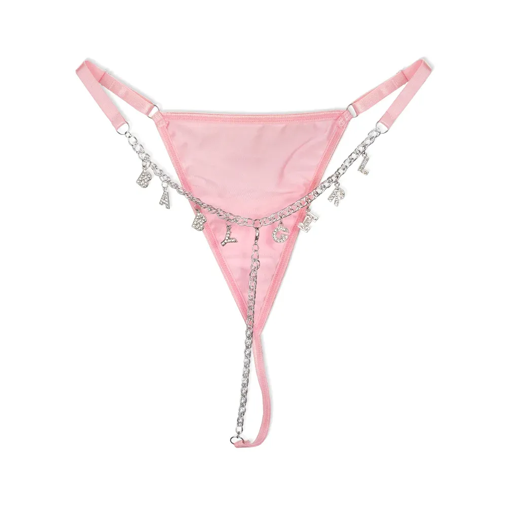 Personalized Zirconia Letter Charm T-Back Chain Sexy Body Jewelry Valentine's Day Anniversary Birthday Gift