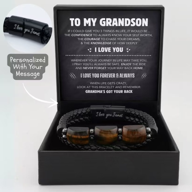 Grandson's Strength & Support Tiger Eye Bracelet