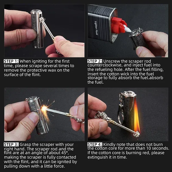 Personalized Dragon Breath Immortal Lighter Fire Starter Permanent Match Keychain Men's Birthday Gift