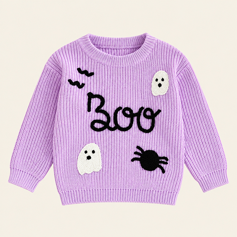 Ghost round neck knitted children's sweater