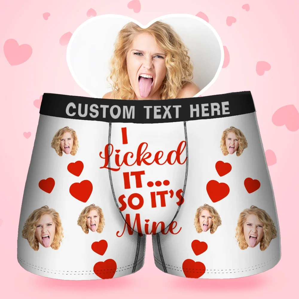 Custom Face Men's Boxer I Licked It Style Underwear, Birthday Gifts fo