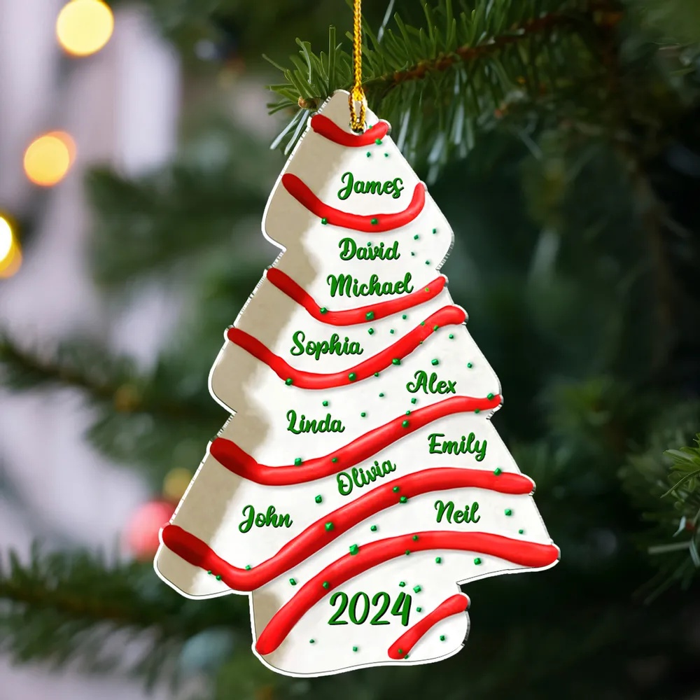 Christmas Tree Cake Custom Name - Personalized Custom Acrylic Ornament - Gifts For Family, Friends, Coworkers