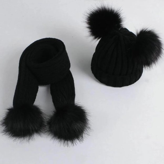 Personalized Embroidery Kid Pom Pom Hat and Scarf for Comfort & Unique 