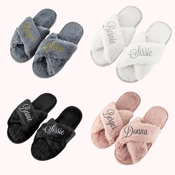 Personalized Bridal Slipper Bridesmaid Fluffy Slippers