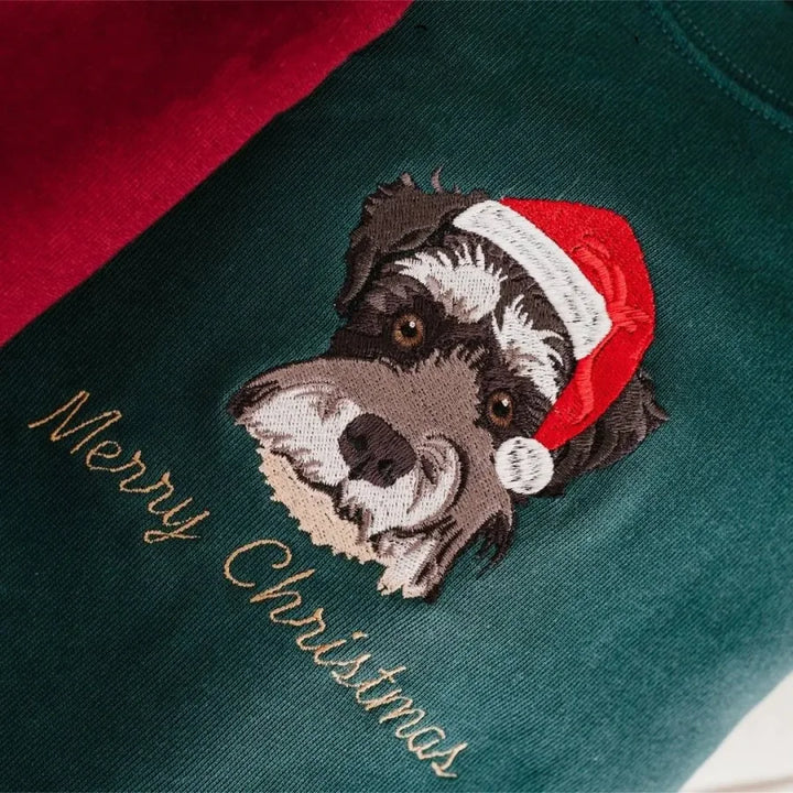 Custom Embroidered Pet Portrait Christmas Jumper Sweatshirt