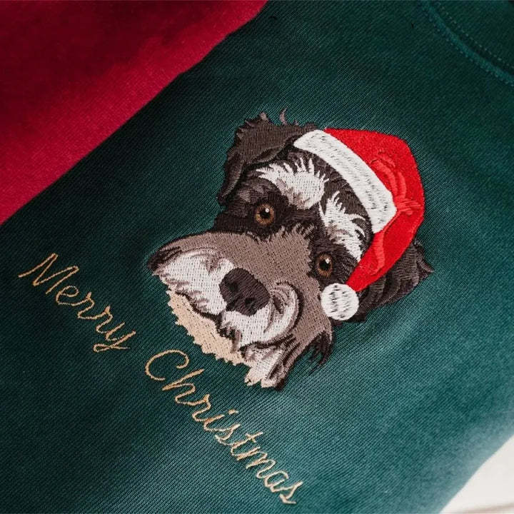 Custom Embroidered Pet Portrait Christmas Jumper Sweatshirt