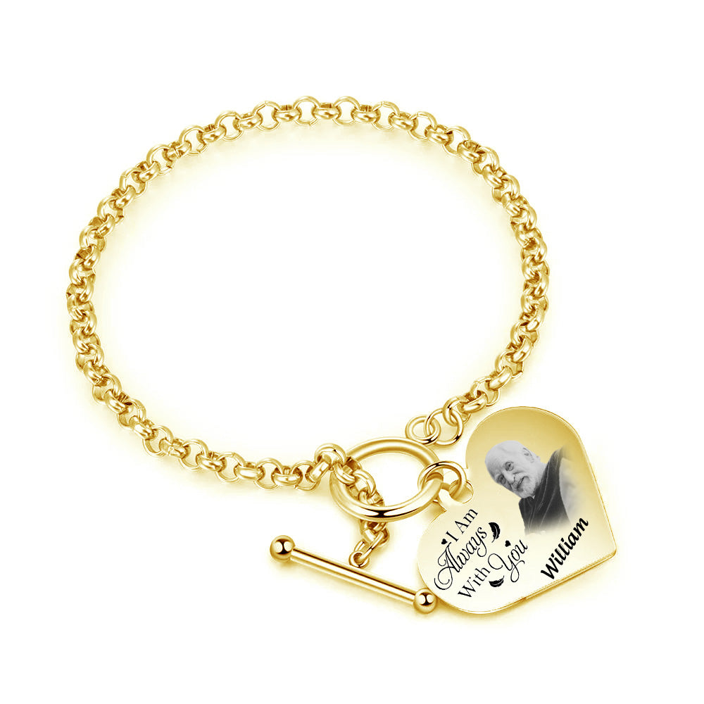 Personalized Heart Bracelet I'm Always With You - Memorial Gift For Fa