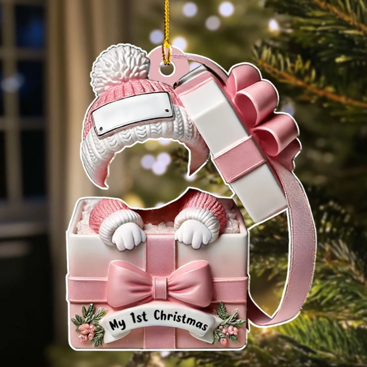 Baby Inside Gift Box - Personalized Custom Acrylic Ornament