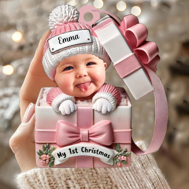 Baby Inside Gift Box - Personalized Custom Acrylic Ornament