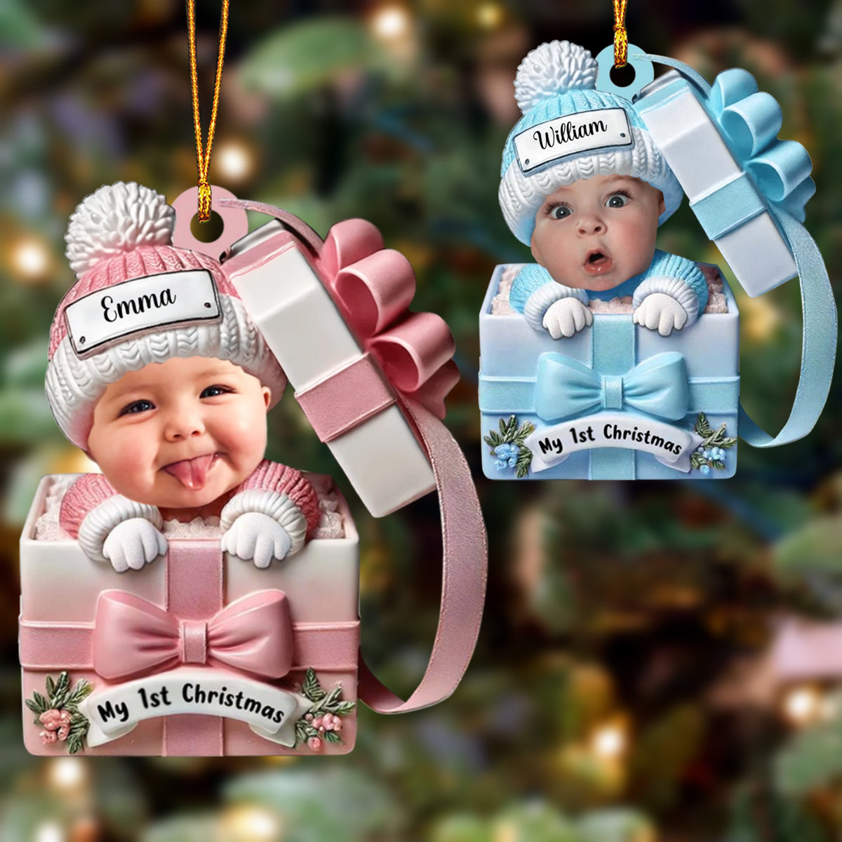 Baby Inside Gift Box - Personalized Custom Acrylic Ornament