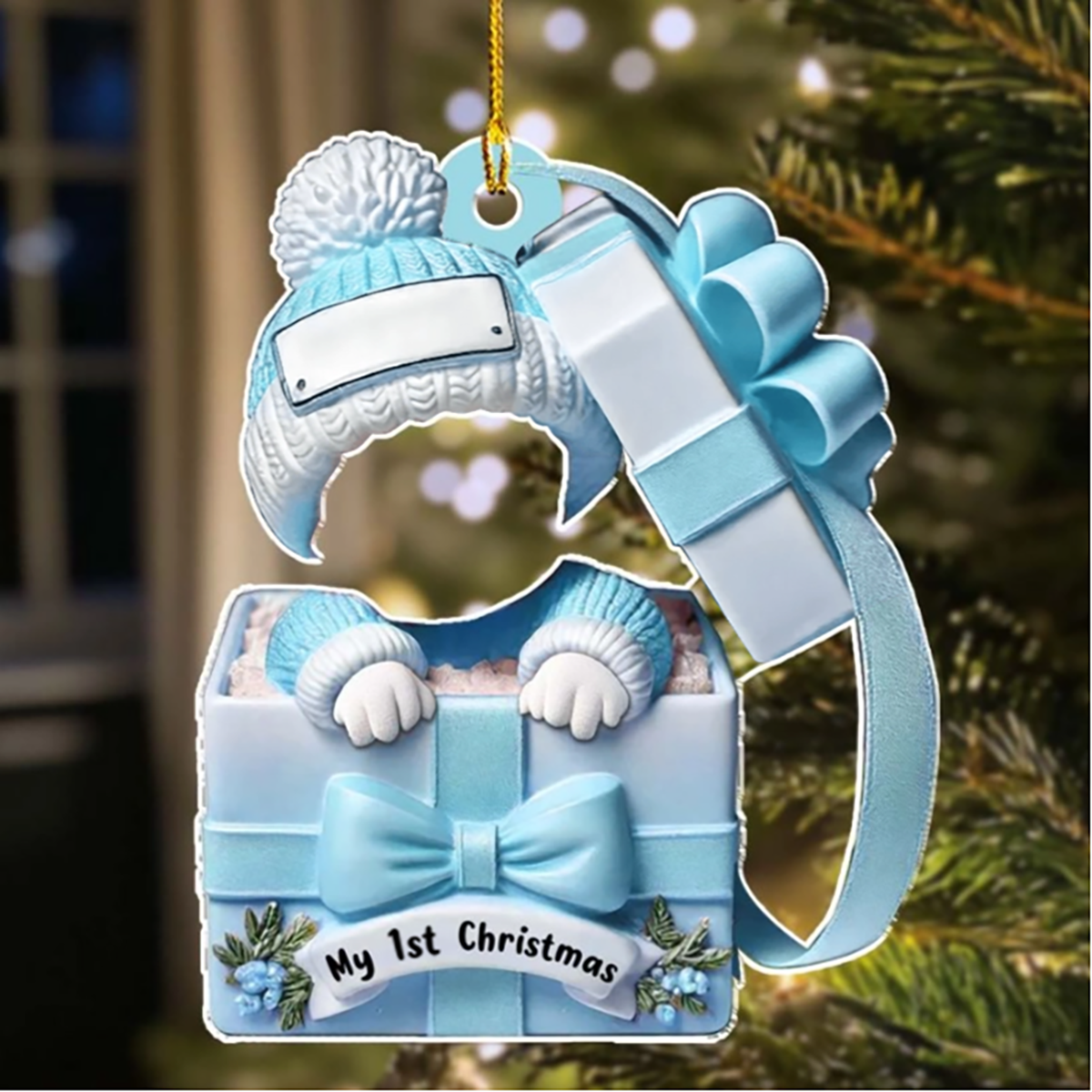 Baby Inside Gift Box - Personalized Custom Acrylic Ornament