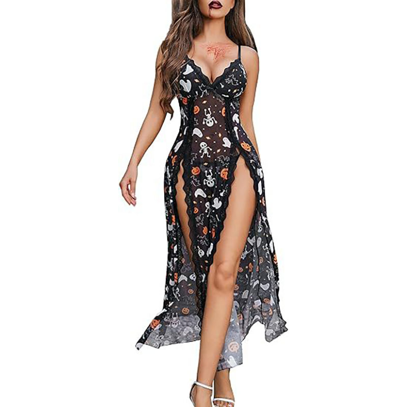 Lace side slit nightdress