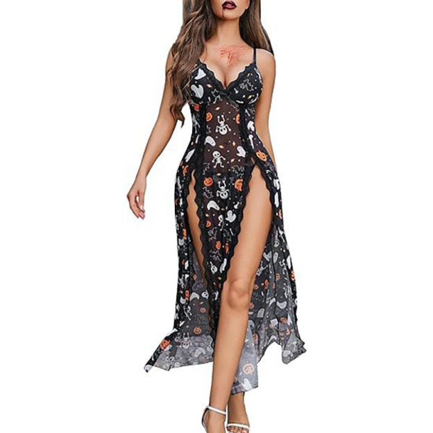 Lace side slit nightdress