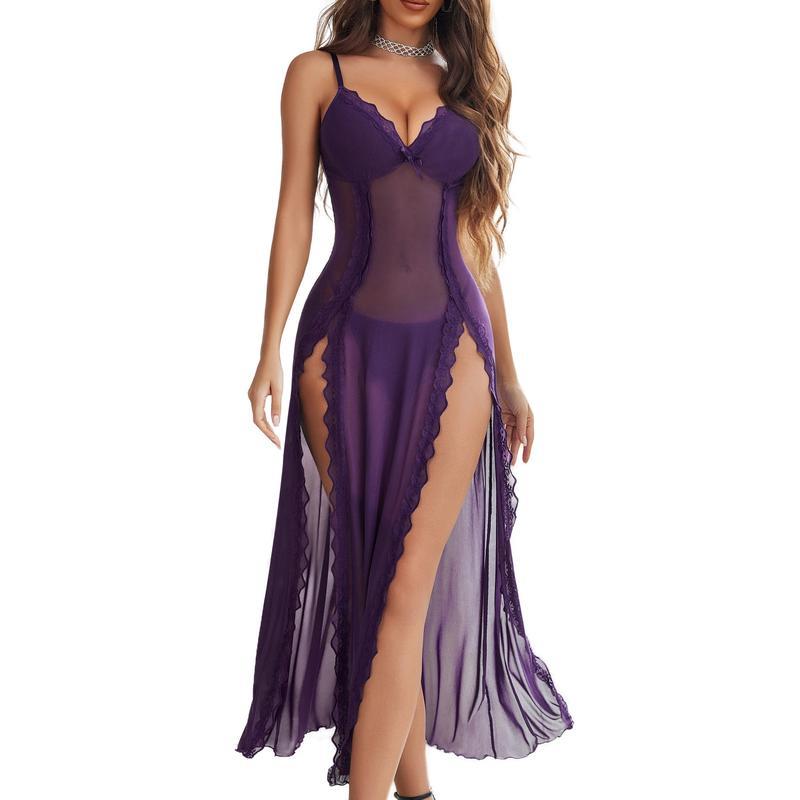 Lace side slit nightdress
