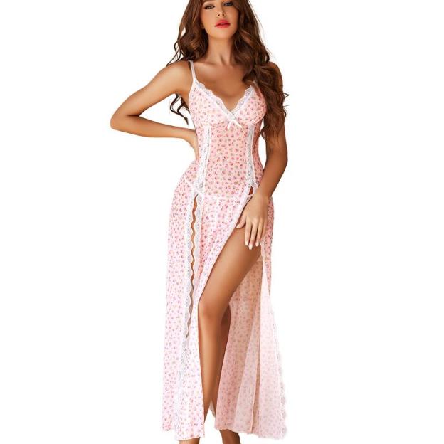 Lace side slit nightdress