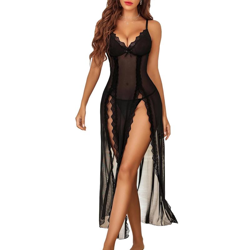 Lace side slit nightdress