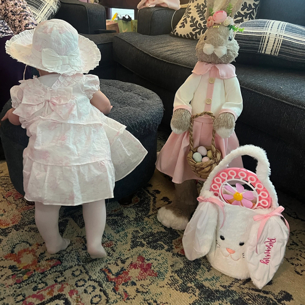 🐇Custom Name Plush Bunny Basket