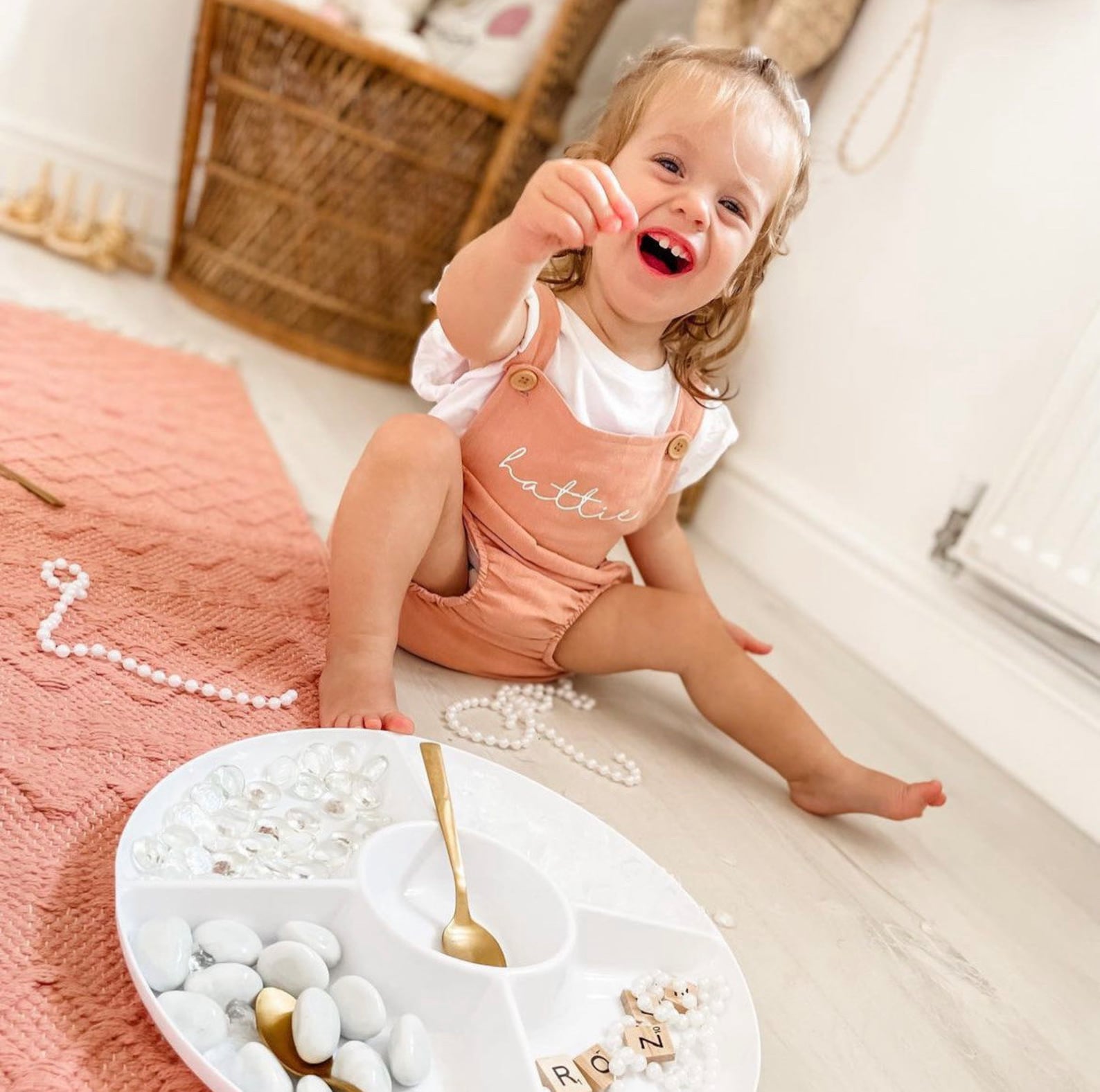 Personalised Name Baby Overalls Linen Bodysuit