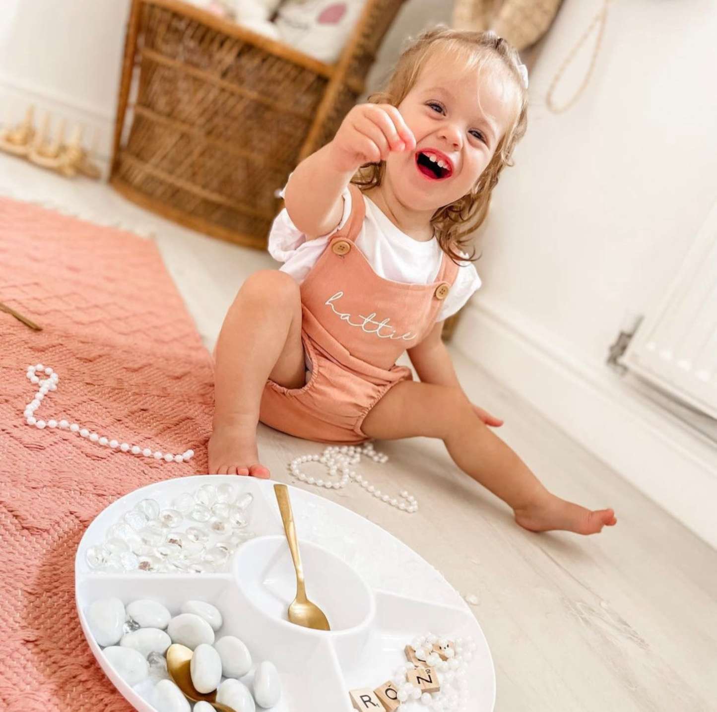 Personalised Name Baby Overalls Linen Bodysuit