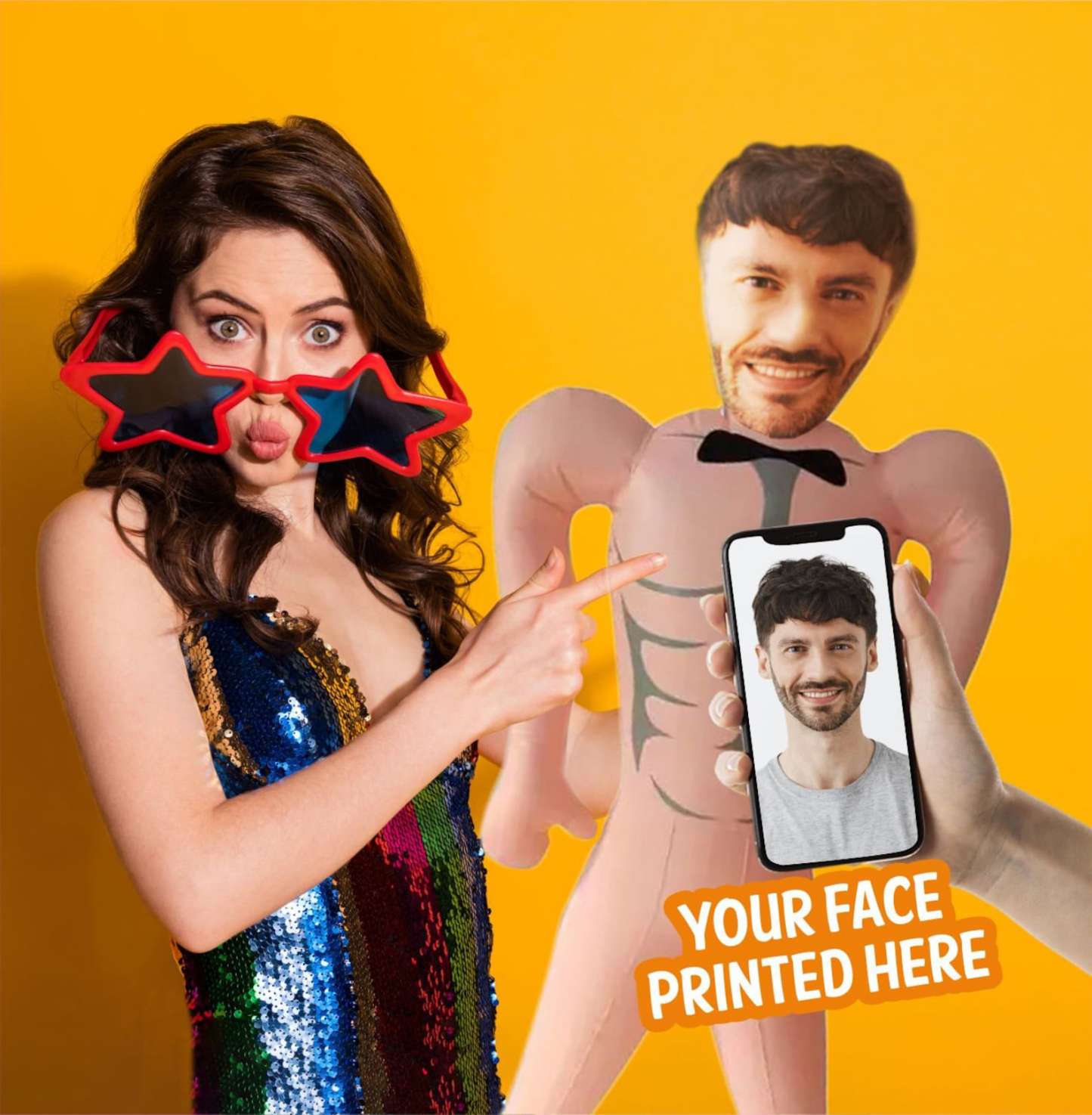 Groom Inflatable Doll Bachelor Party Supplies, Fun Custom Bachelor Party Creative Gifts for Bride, Printed Face Inflatable Man Party Gifts