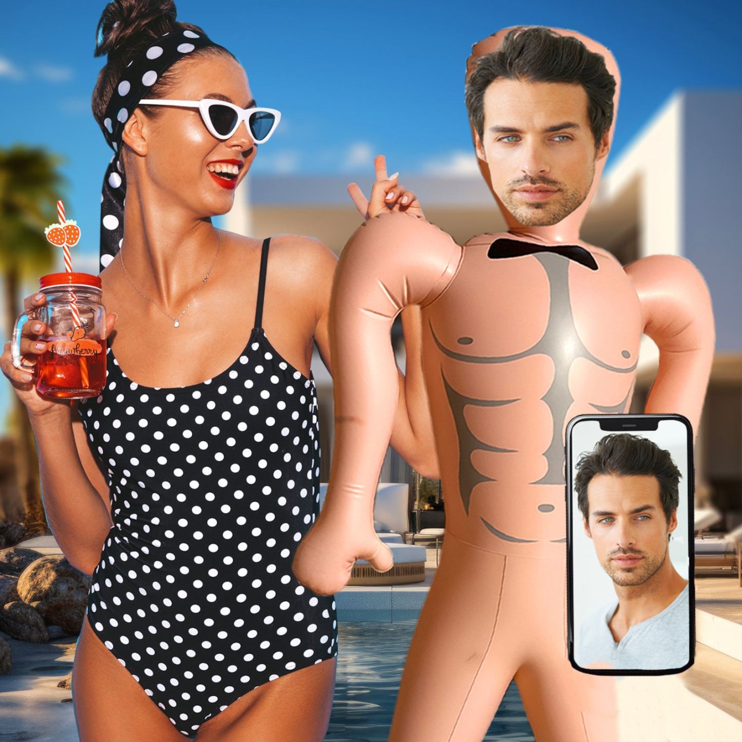 Groom Inflatable Doll Bachelor Party Supplies, Fun Custom Bachelor Party Creative Gifts for Bride, Printed Face Inflatable Man Party Gifts