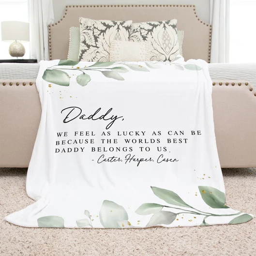 Custom Quote Father's Day Blanket, Fathers Day Gift, Personalized Blanket For Dad, Grandpa Gift, Gift For Grandparent, Birthday Gift For Dad