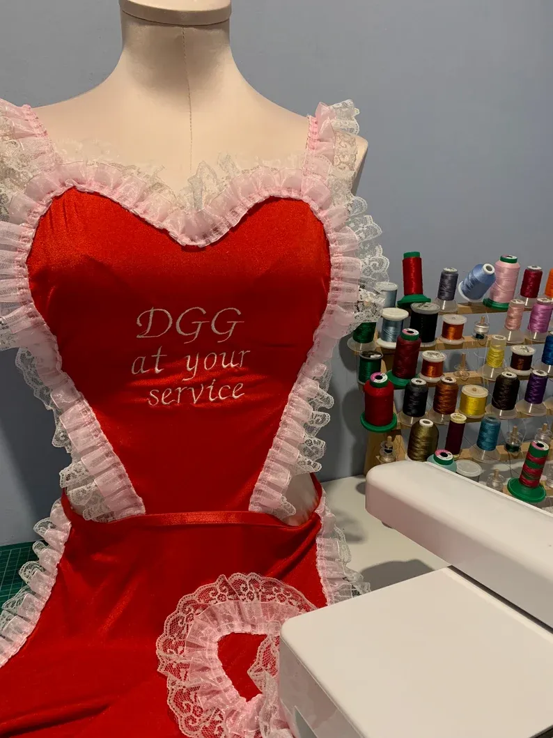Sexy red maid outfit with custom text (Valentine's Day lingerie, maid lingerie, sexy maid)