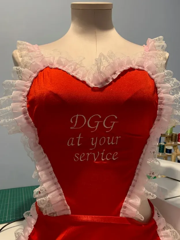 Sexy red maid outfit with custom text (Valentine's Day lingerie, maid lingerie, sexy maid)