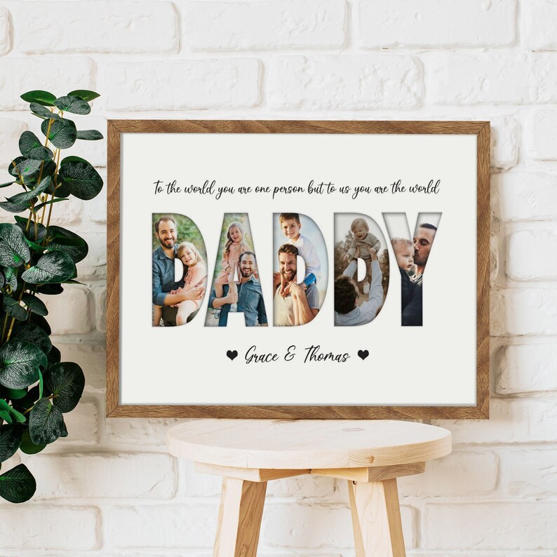 Daddy Photo Collage Personalized Photo Gift for Father's Day Photo Gift For Dad Gift from Son and Daughter Custom First Fathers day gift