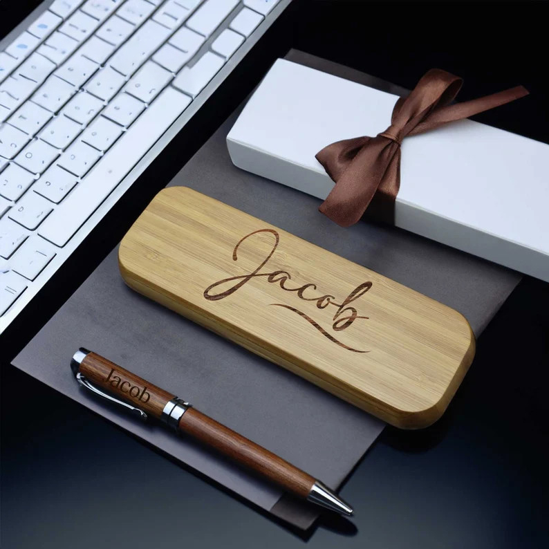 Personalized wooden pencil case with name, Christmas gift for man, gift for Father's Day, best man, gift for him, gift for dad