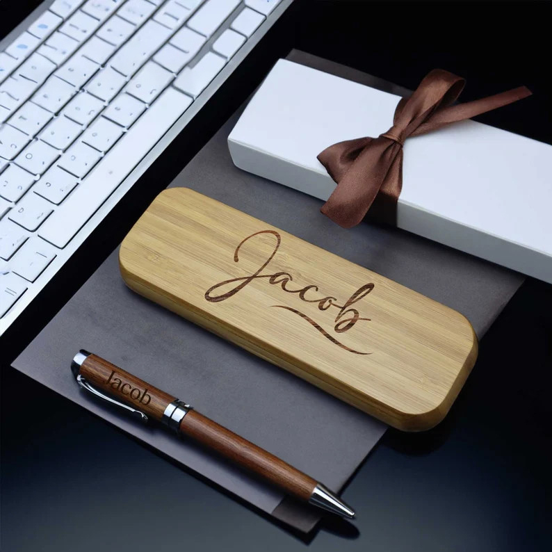 Personalized wooden pencil case with name, Christmas gift for man, gift for Father's Day, best man, gift for him, gift for dad