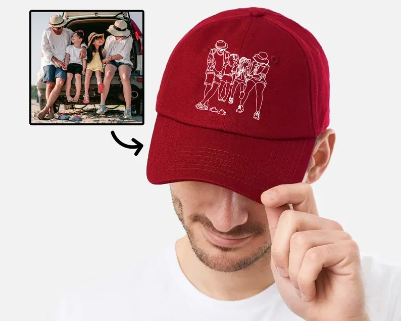 Custom line art portrait stab hats, personalized couple hats, unique gifts