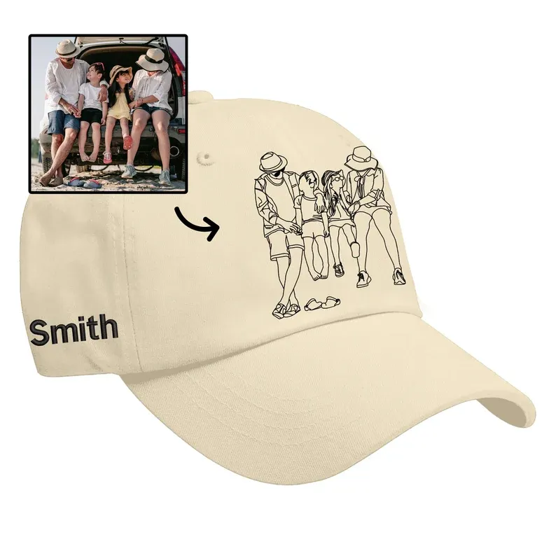 Custom line art portrait stab hats, personalized couple hats, unique gifts